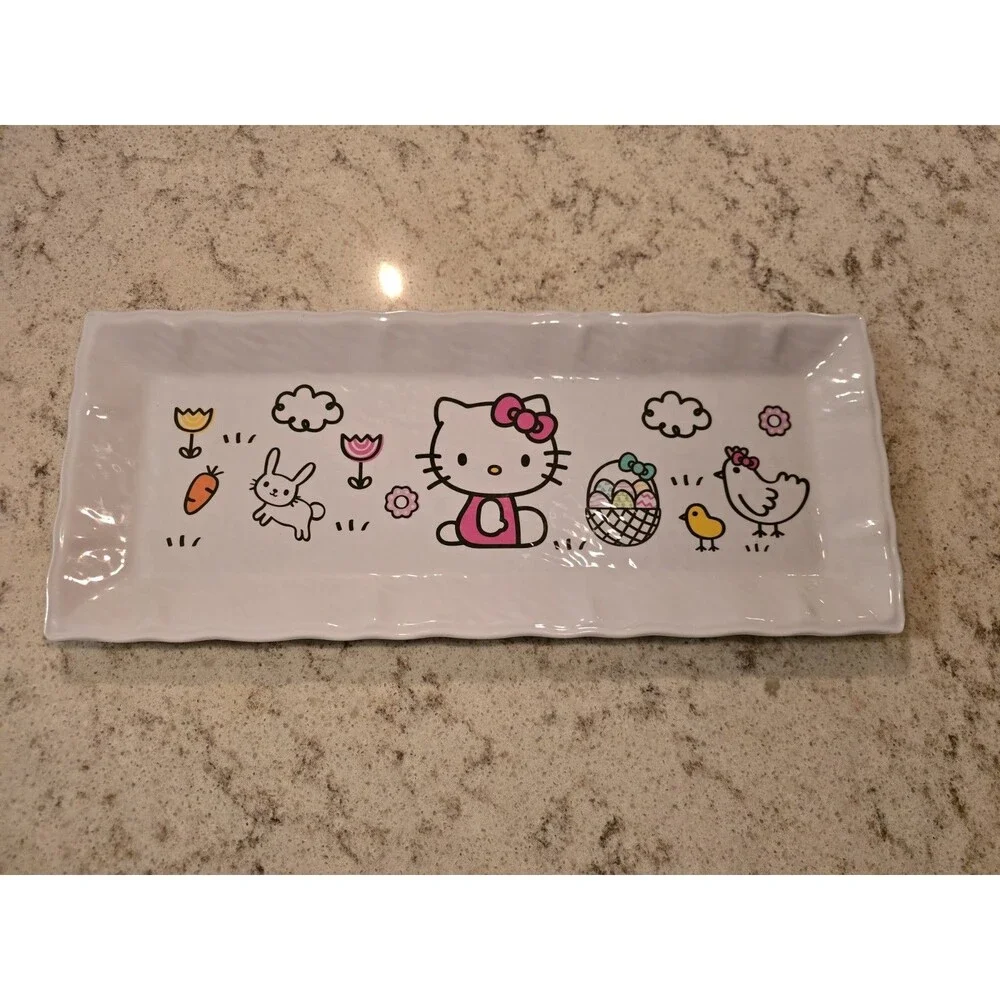 Hello Kitty Easter Melamine Serving Tray Bunny Chick Egg Platter Sanrio 18